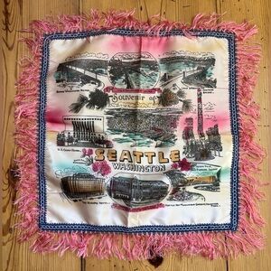 Seattle Souvenir Pillow Case with Pink Fringe
